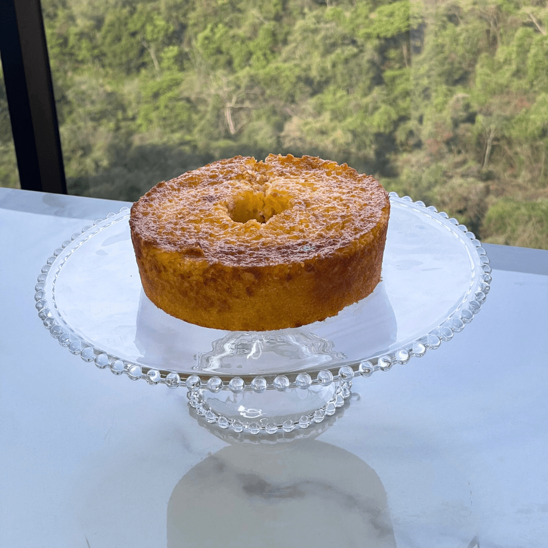 Prato Para Bolo Cristal Com Pé Pearl Bolinha - 31 cm - Ela Decora