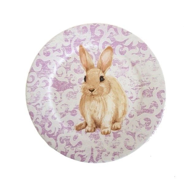 Prato para Bolo Sweet Easter Pascoa Branco e Roxo 27cm - Ela Decora
