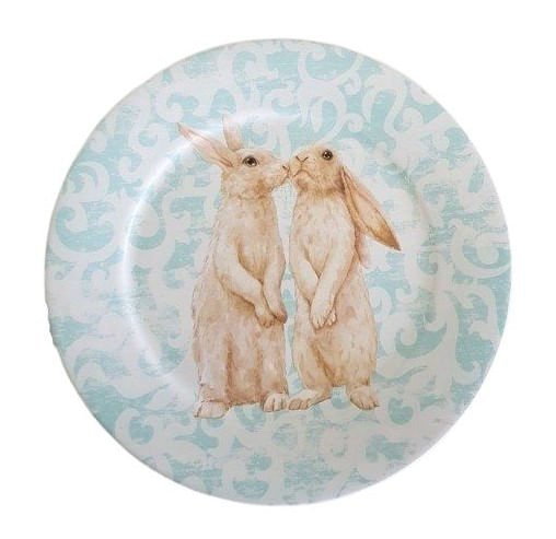 Prato para Bolo Sweet Easter Pascoa Branco e Verde 27cm - Ela Decora