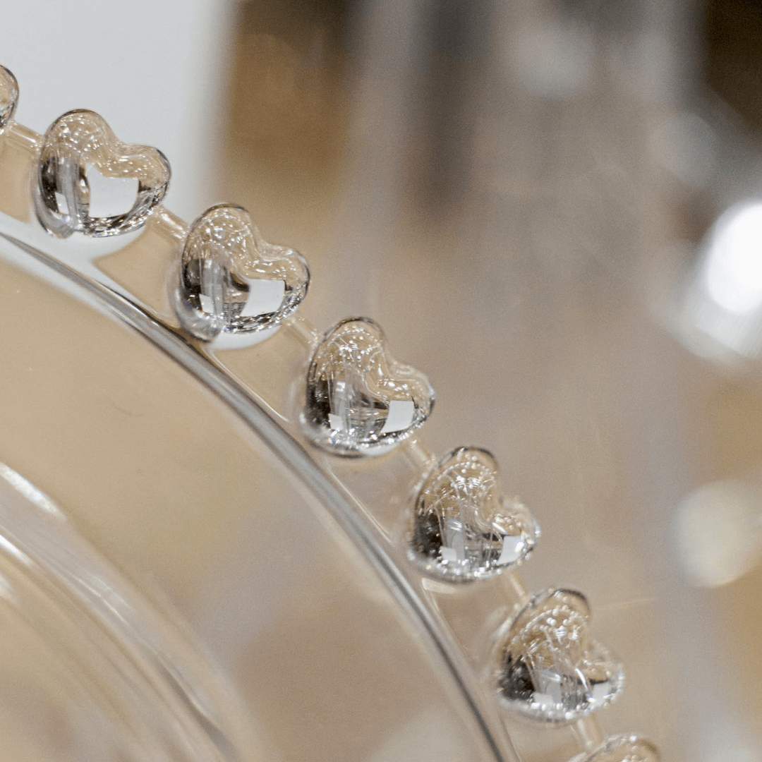 Prato para Sobremesa de Cristal de Chumbo Coração Transparente 20cm - Ela Decora