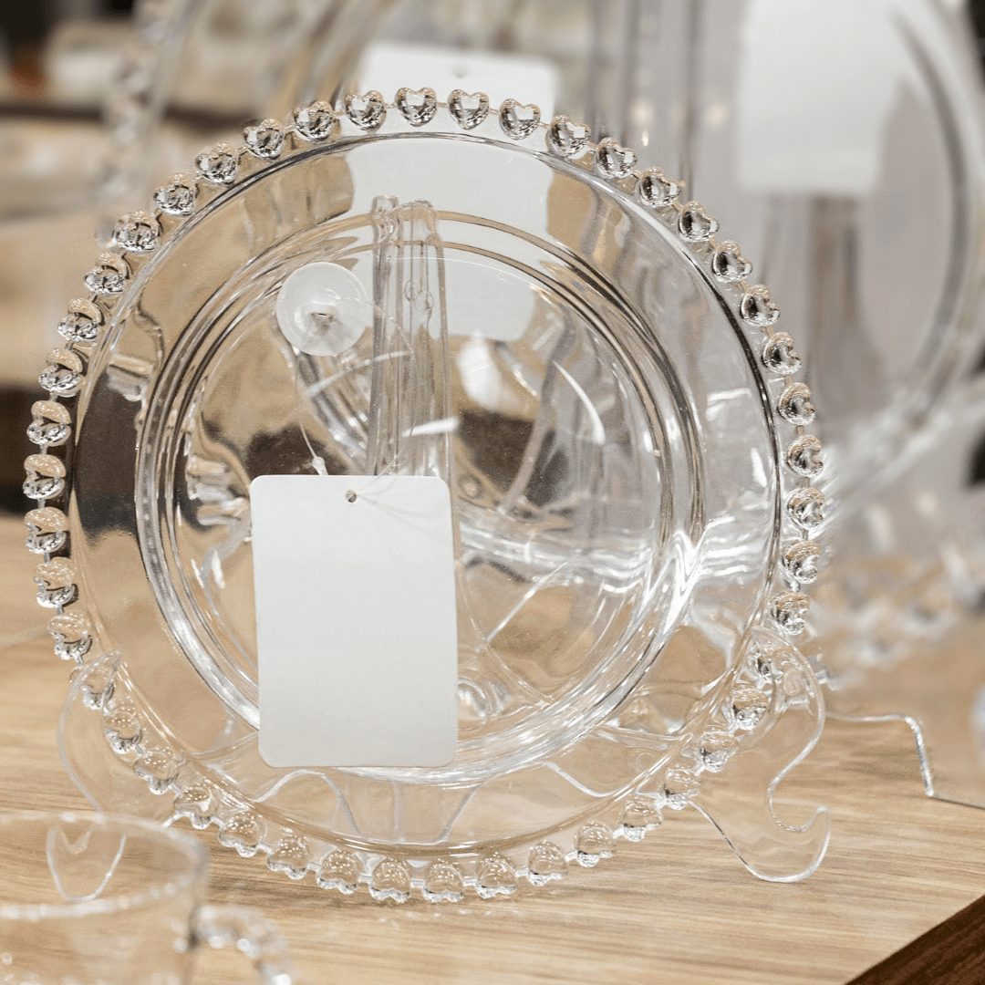 Prato para Sobremesa de Cristal de Chumbo Coração Transparente 20cm - Ela Decora