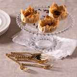 Prato Para Bolo Cristal Com Pé Pearl Bolinha - 31 cm - Ela Decora