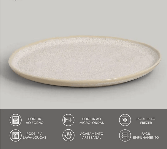 Prato Raso Bio Latte Off White 27,5cm - Ela Decora