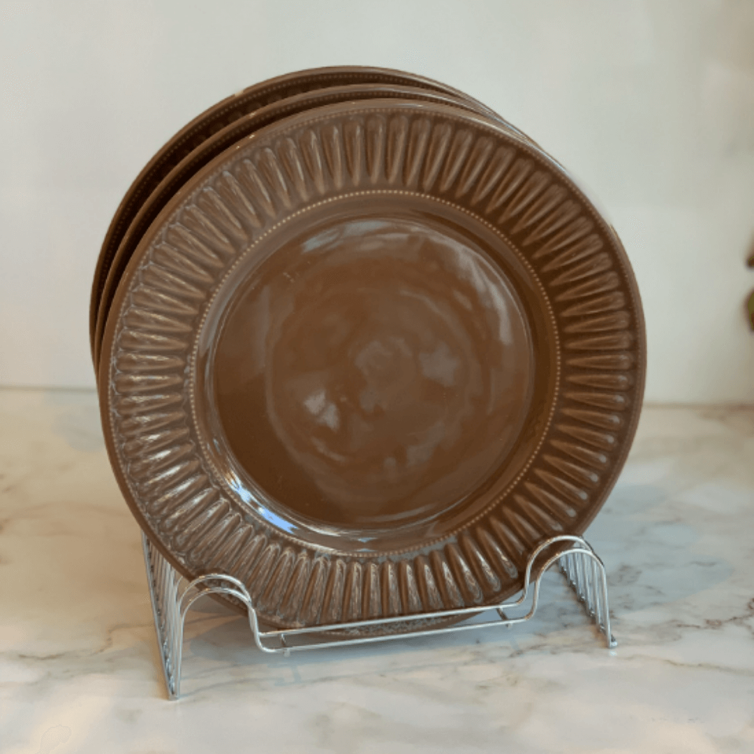 Prato Raso Cerâmica Daisy Marrom Cacau - 26 cm - Ela Decora