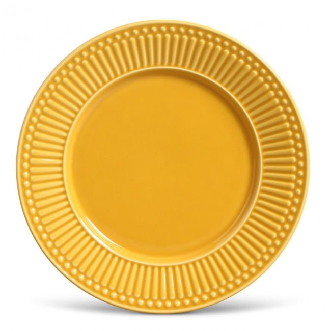Prato Raso Cerâmica Roma Amarelo Mostarda - 26 cm - Ela Decora