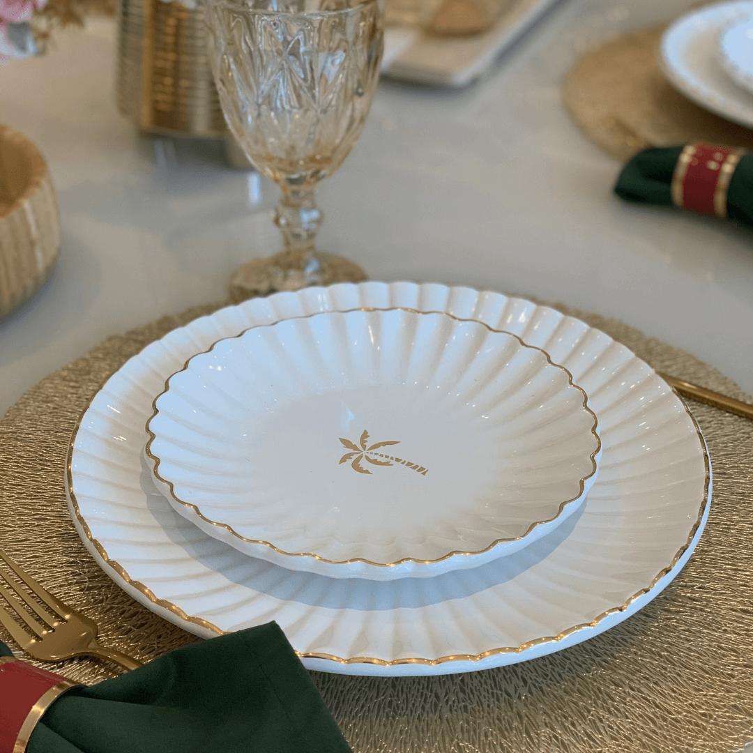Prato Raso Coqueiro Maui Branco 27cm - Ela Decora