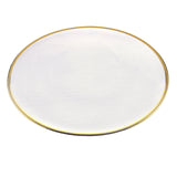 Prato Raso Cristal de Chumbo Transparente com Borda Dourada Linen 27cm - Ela Decora