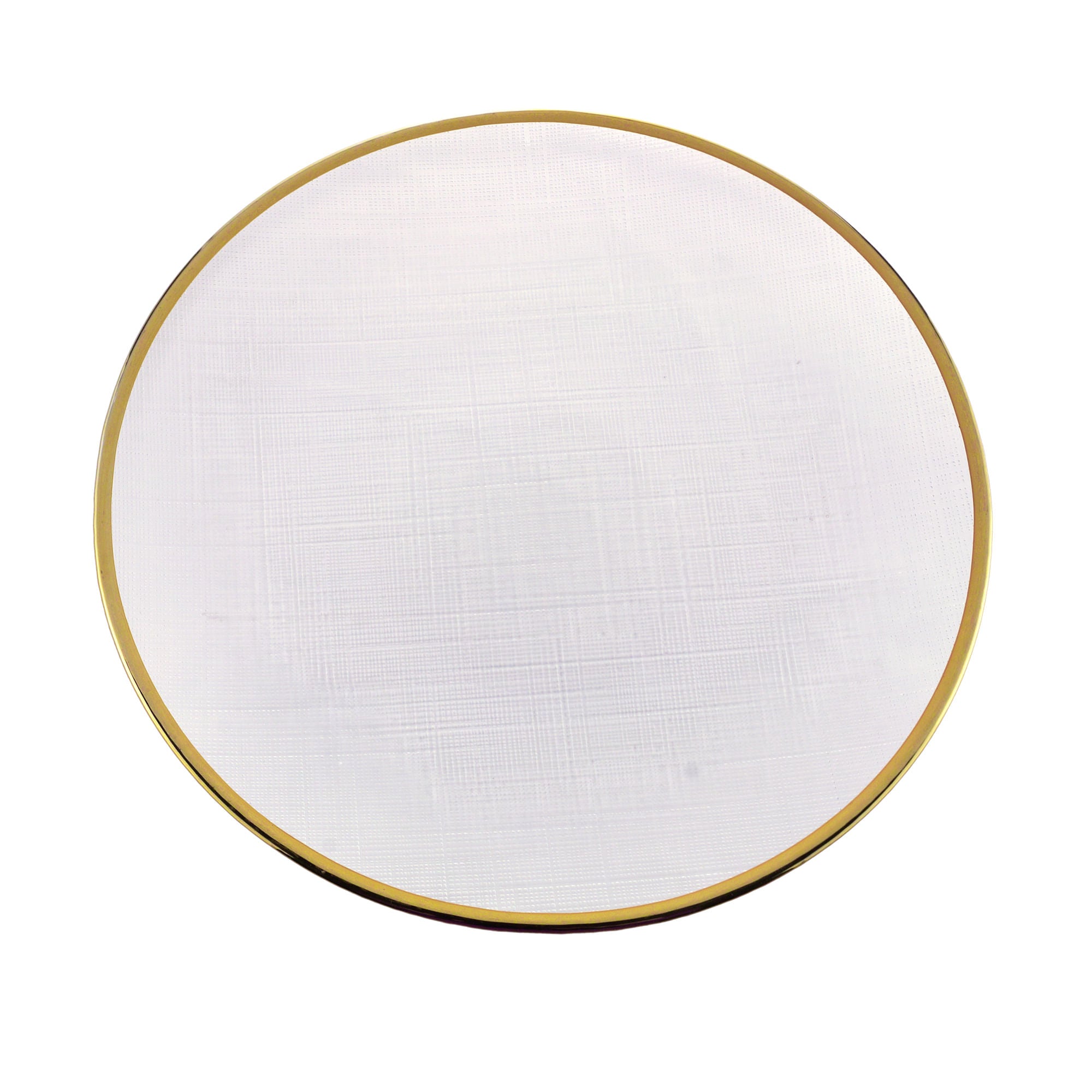 Prato Raso Cristal de Chumbo Transparente com Borda Dourada Linen 27cm - Ela Decora