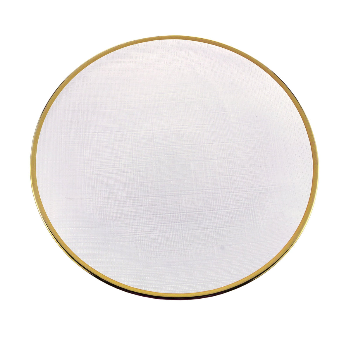 Prato Raso Cristal de Chumbo Transparente com Borda Dourada Linen 27cm - Ela Decora