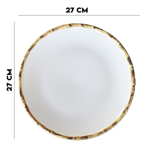 Prato Raso em Bambu Branco 27cm - Ela Decora