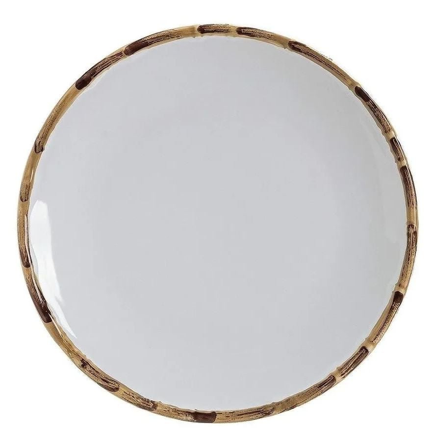 Prato Raso em Bambu Branco 27cm - Ela Decora
