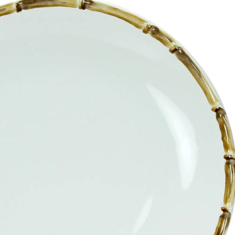 Prato Raso em Bambu Branco 27cm - Ela Decora