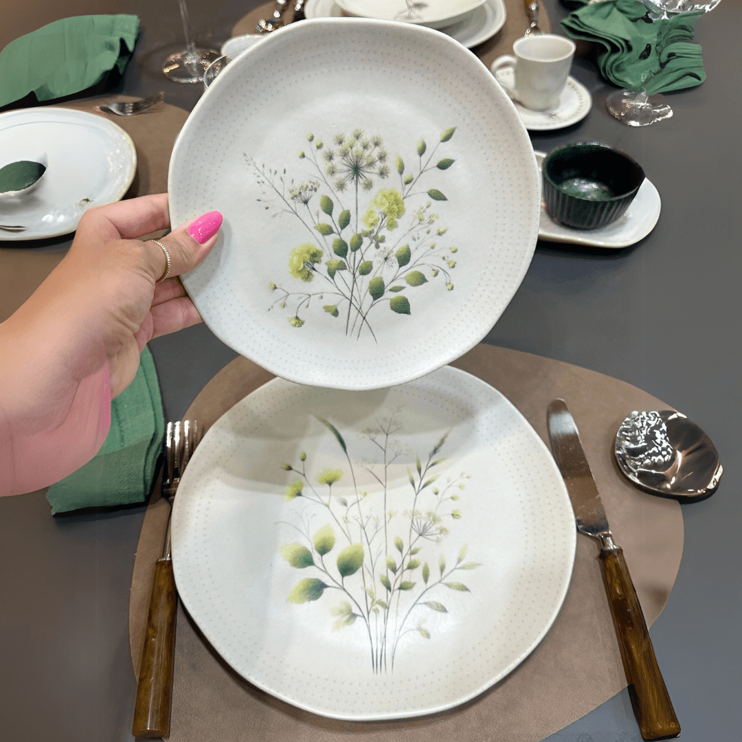 Prato Raso em Cerâmica Orgânico Ammi 26,5cm - Ela Decora