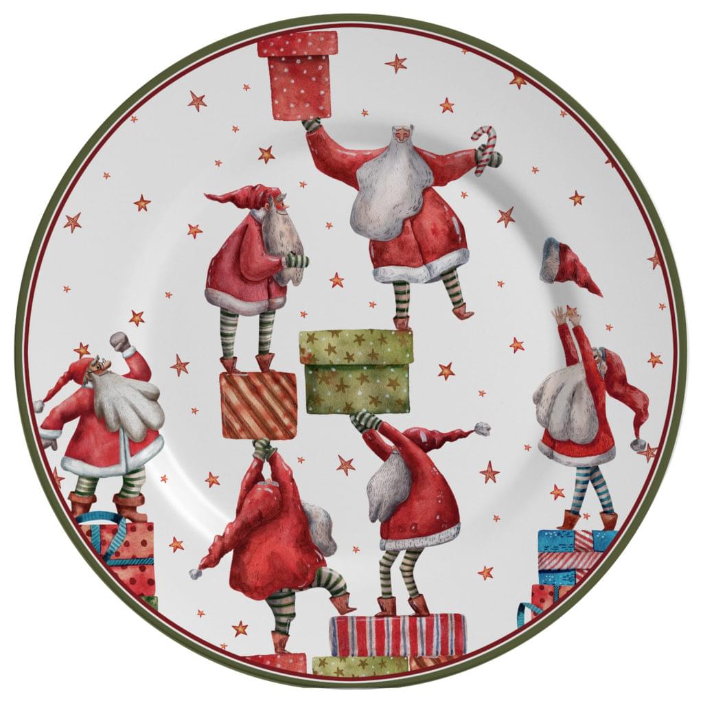 Prato Raso Natal Father Christmas Acetinado 28,5cm - Ela Decora