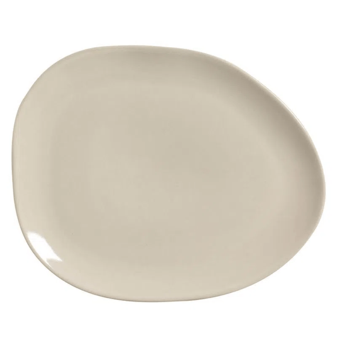 Prato Raso Oval Orgânico Stoneware Clay 31cm - Ela Decora
