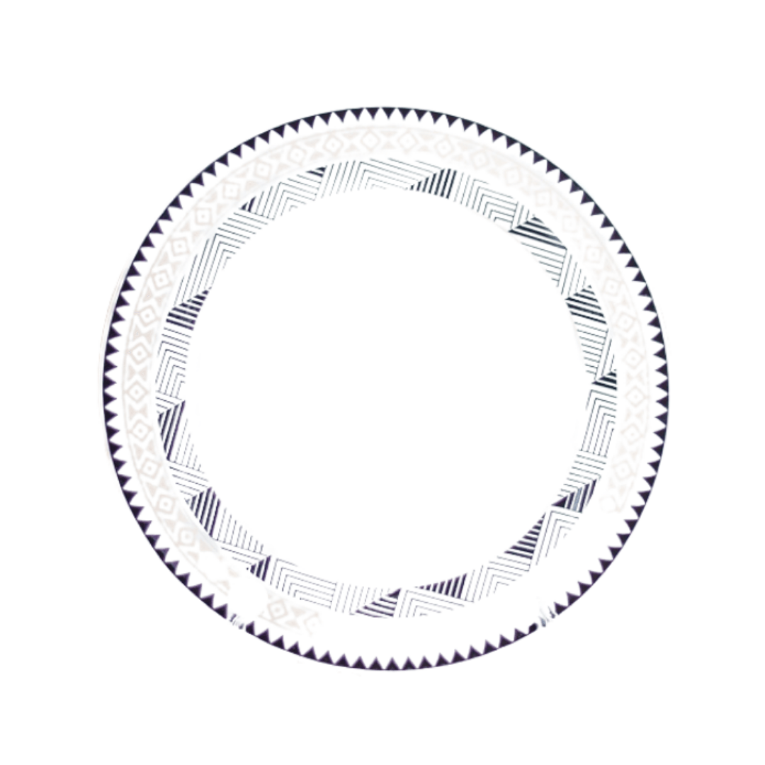 Prato Raso Pascoa Branco e Preto 27cm - Ela Decora