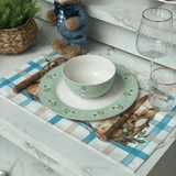 Prato Raso Pascoa com Coelhos Verde e Branco 27cm - Ela Decora