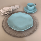 Prato Raso Porcelana Azul Ryo Blue Bay - 27,5cm - Ela Decora