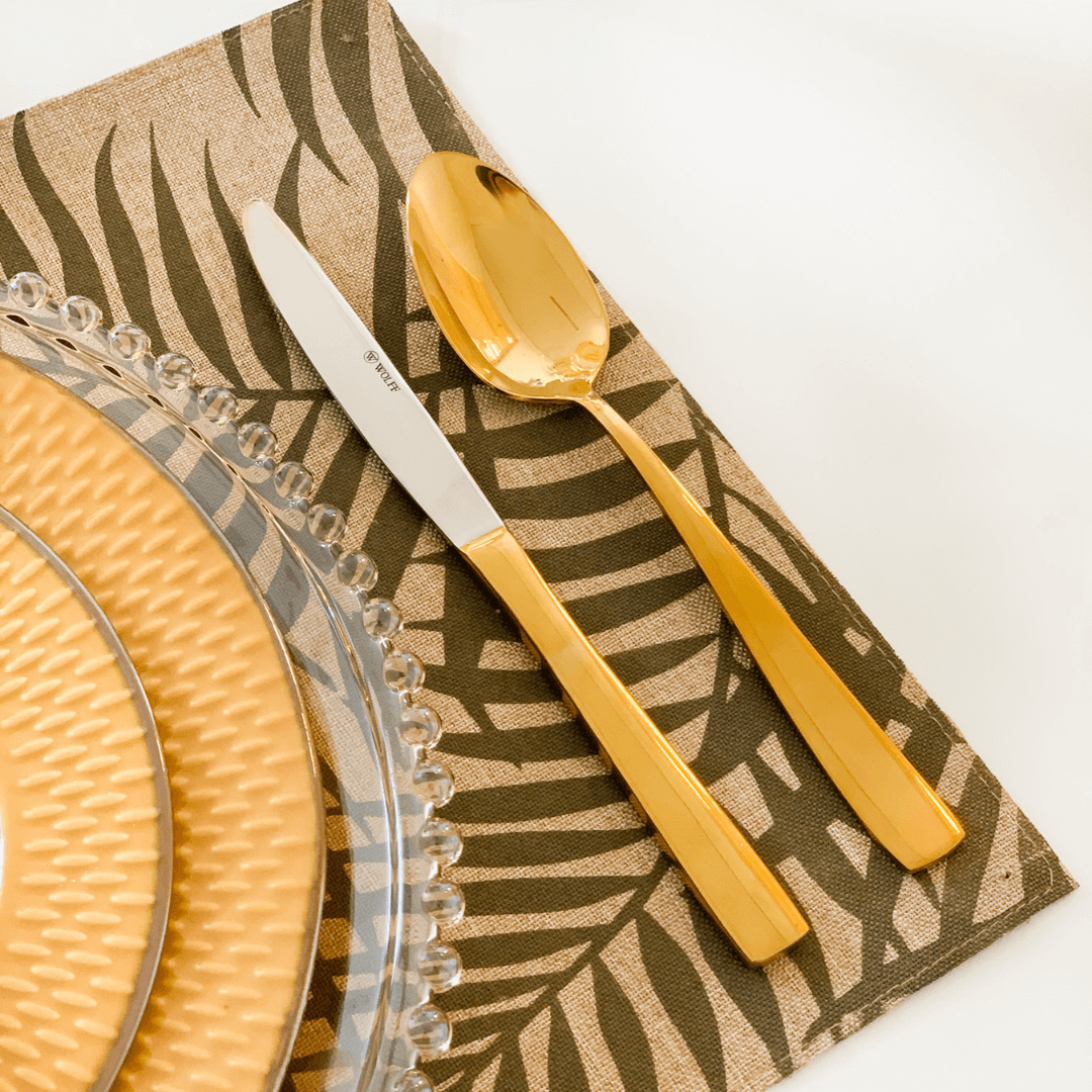 Prato Raso Porcelana Drops Amarelo com Detalhe Metalizado - 27 cm - Ela Decora