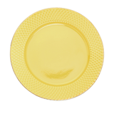 Prato Raso Porcelana Drops Amarelo com Detalhe Metalizado - 27 cm - Ela Decora