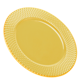 Prato Raso Porcelana Drops Amarelo com Detalhe Metalizado - 27 cm - Ela Decora