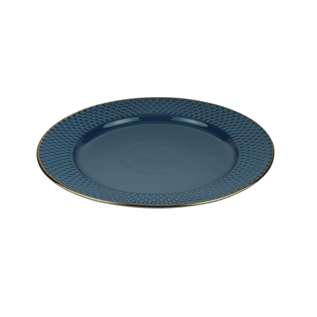 Prato Raso Porcelana Drops Azul 27cm - Ela Decora