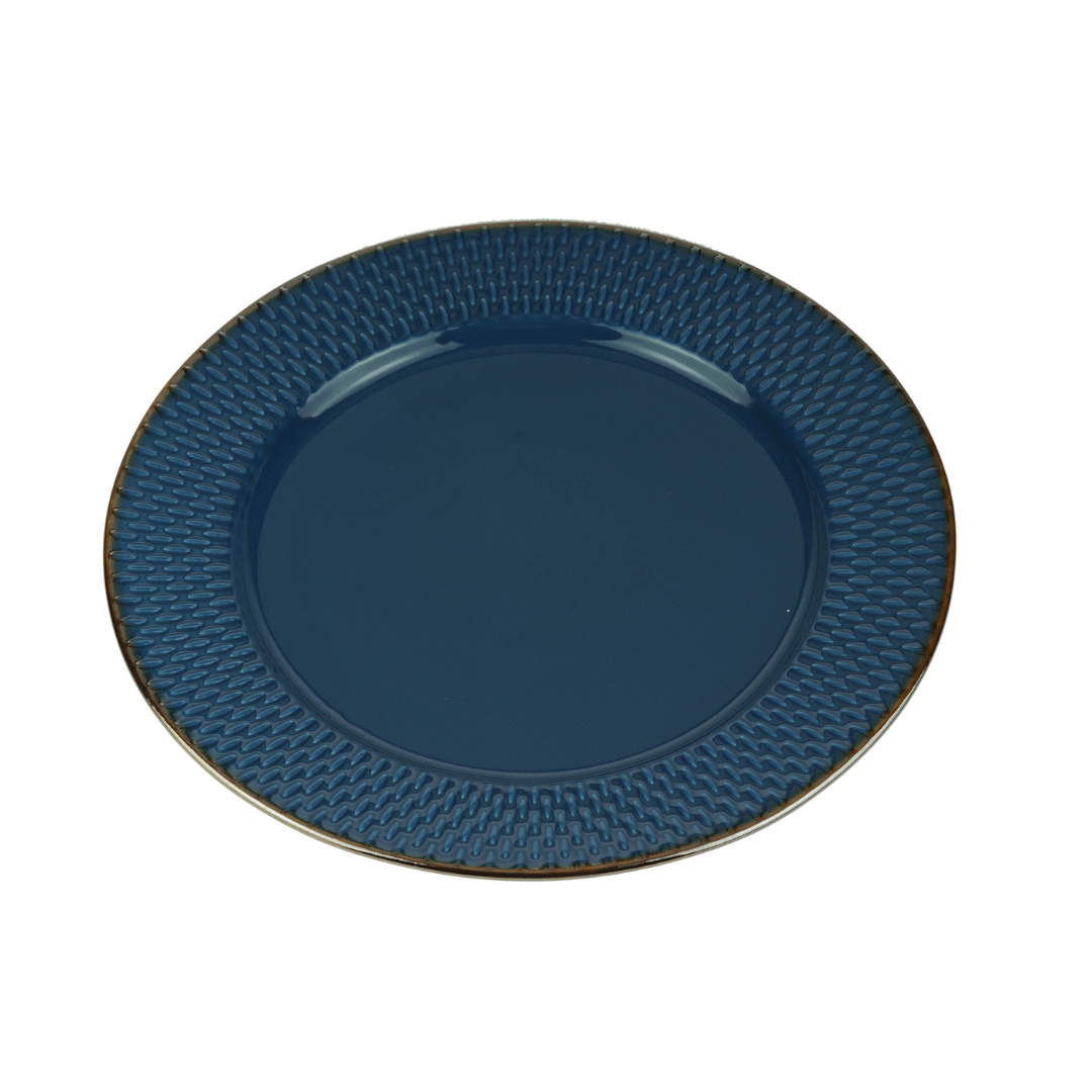 Prato Raso Porcelana Drops Azul 27cm - Ela Decora