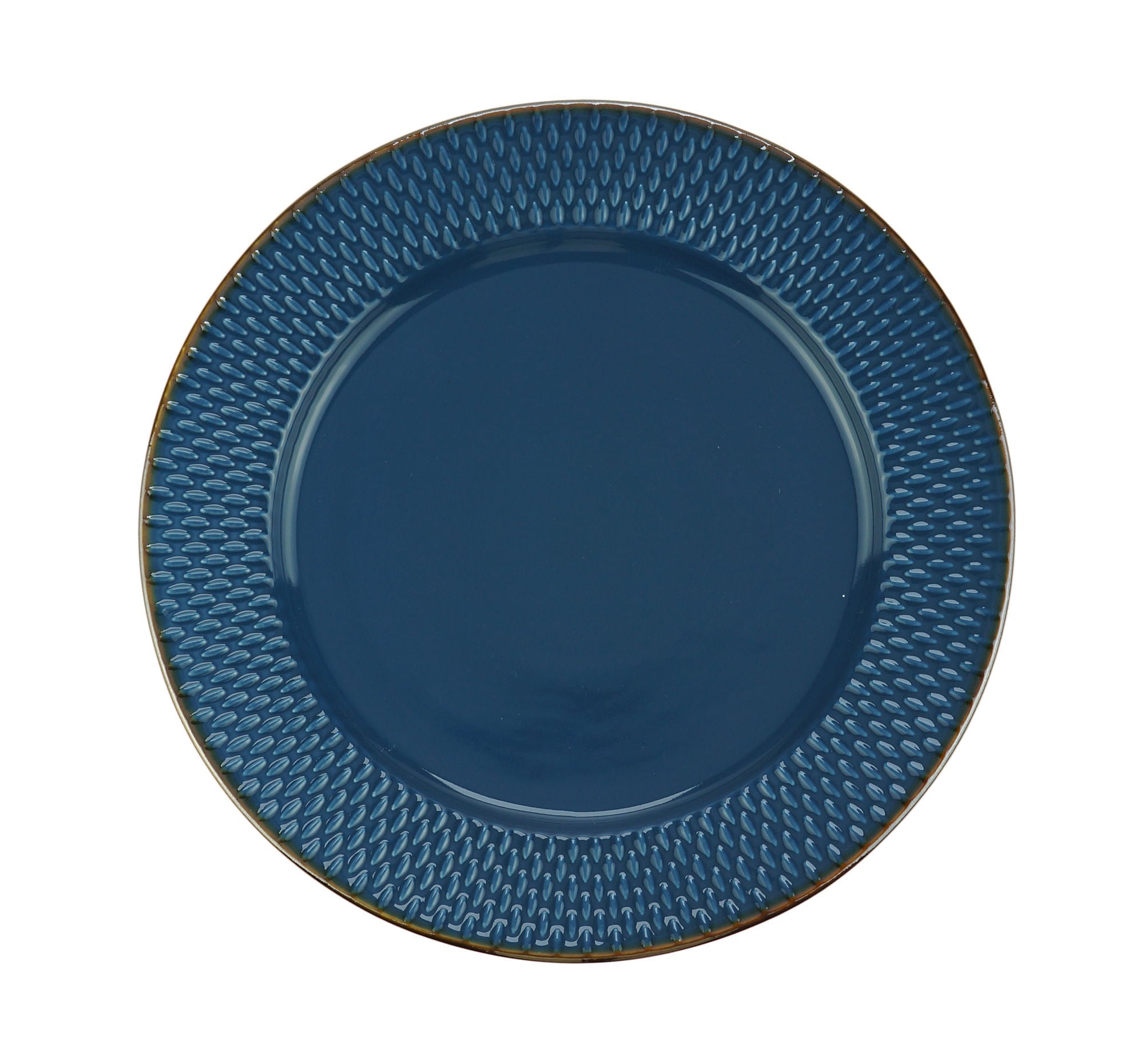 Prato Raso Porcelana Drops Azul 27cm - Ela Decora