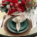 Prato Raso Porcelana Drops Verde com Detalhe Metalizado - 27 cm - Ela Decora