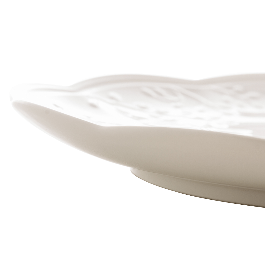 Prato Raso Porcelana New Bone Butterfly Flower 27cm - Ela Decora