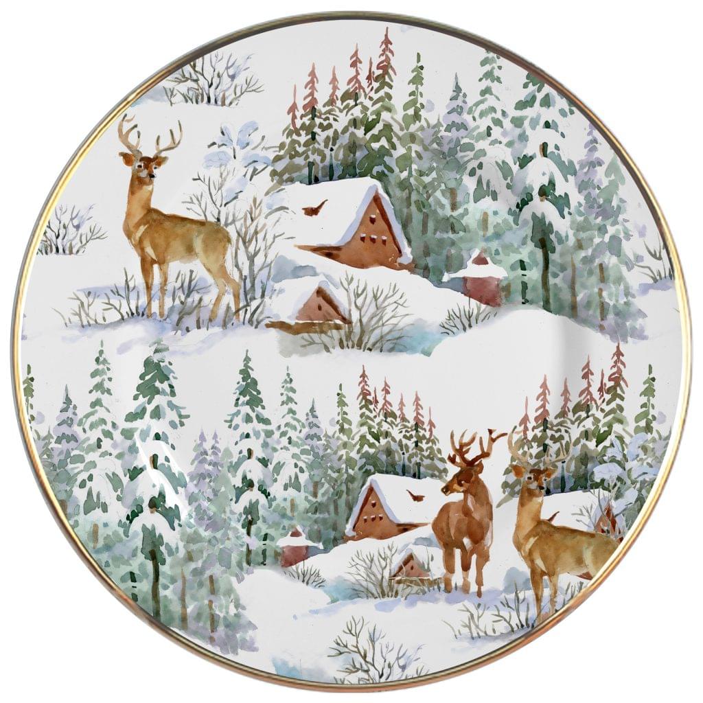 Prato Raso Rena Filete Ouro Natal 28,5 cm - Ela Decora