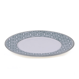 Prato Raso Salinas Borda Estampada Verde Cerâmica - 28,5cm - Ela Decora