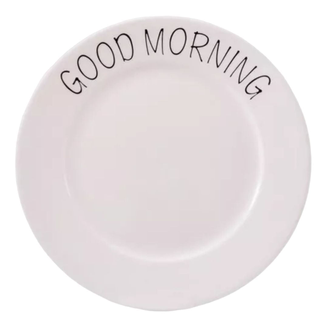 Prato Raso Tea Good Morning Cerâmica Branca 20cm Elegante - Ela Decora