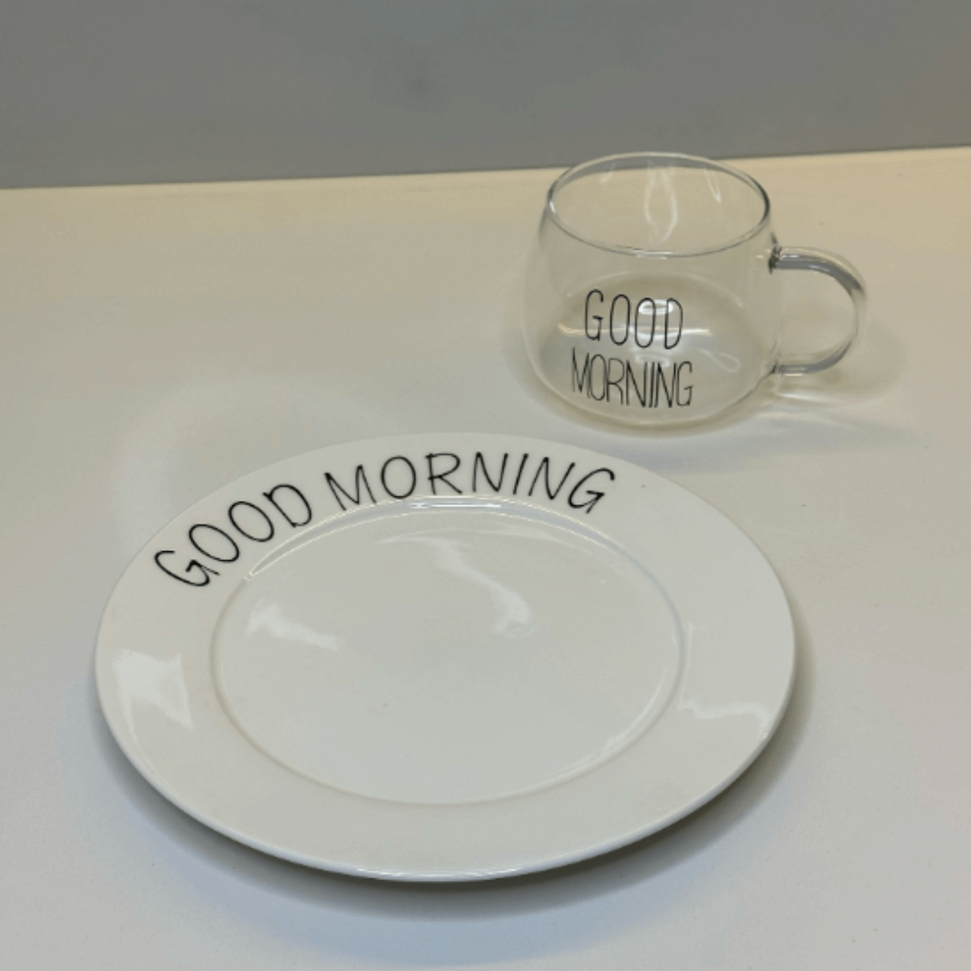 Prato Raso Tea Good Morning Cerâmica Branca 20cm Elegante - Ela Decora