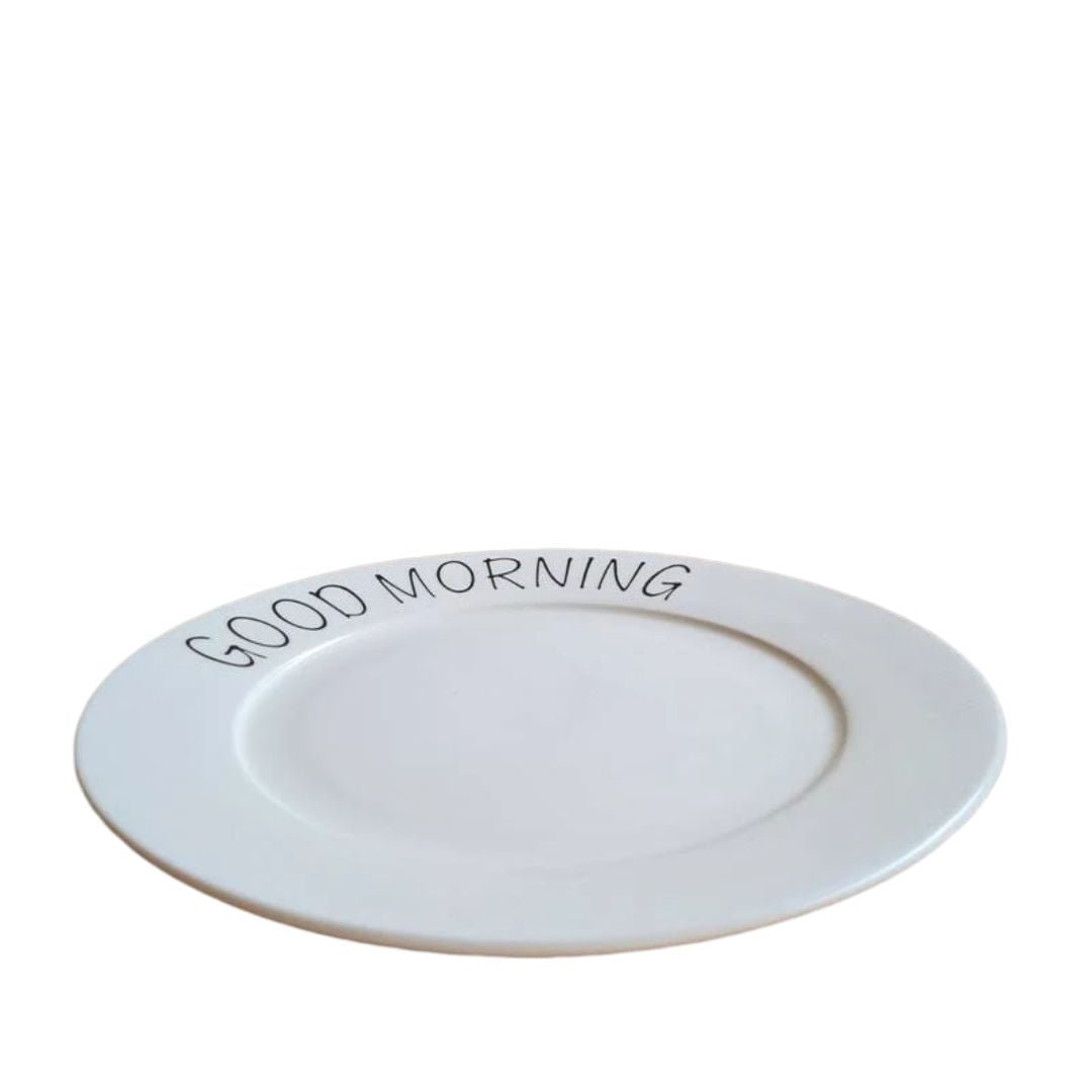 Prato Raso Tea Good Morning Cerâmica Branca 20cm Elegante - Ela Decora