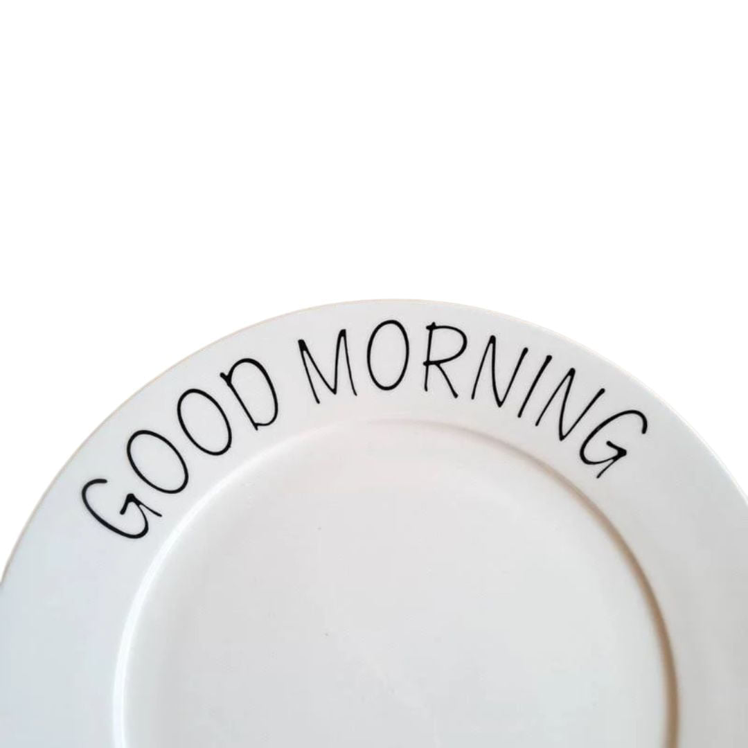 Prato Raso Tea Good Morning Cerâmica Branca 20cm Elegante - Ela Decora