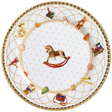 Prato Raso Toys Christmas Natal Branco e Dourado 28cm - Ela Decora