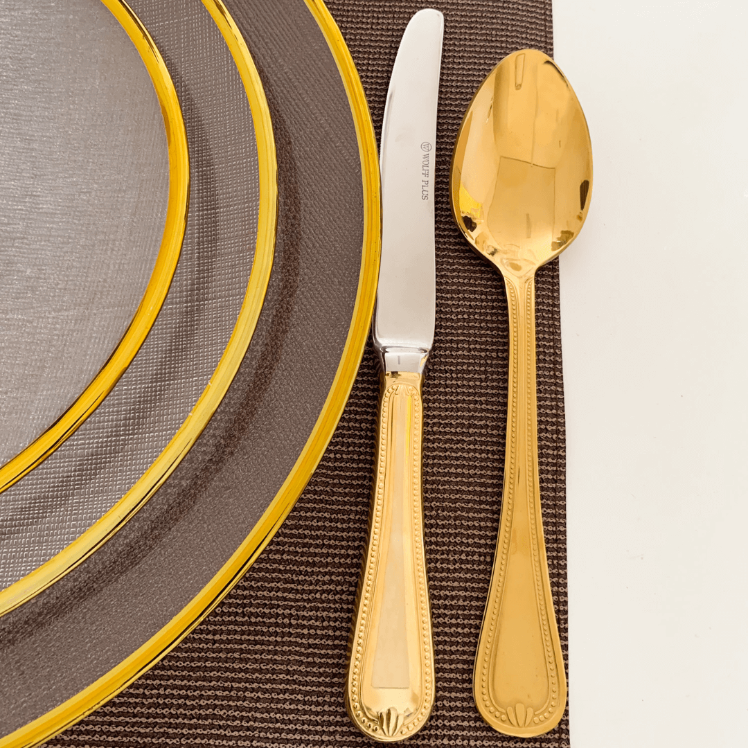 Prato Sobremesa Cristal De Chumbo com Borda Fio de Ouro Wolf - 21 cm - Ela Decora