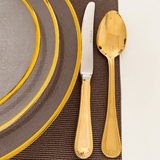 Prato Sobremesa Cristal De Chumbo com Borda Fio de Ouro Wolf - 21 cm - Ela Decora