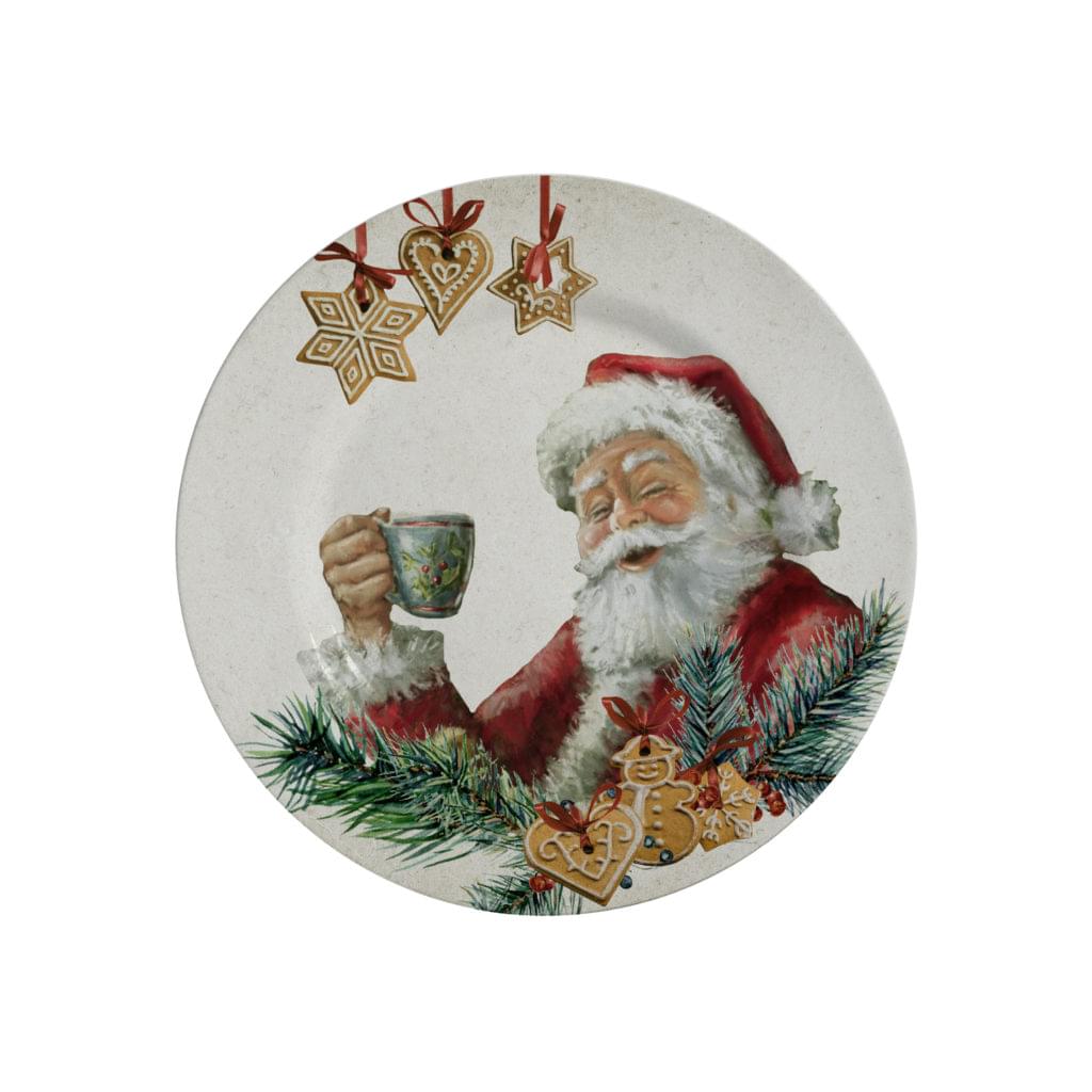 Prato Sobremesa Natal Gingerbread Cerâmica 19,5cm - Ela Decora