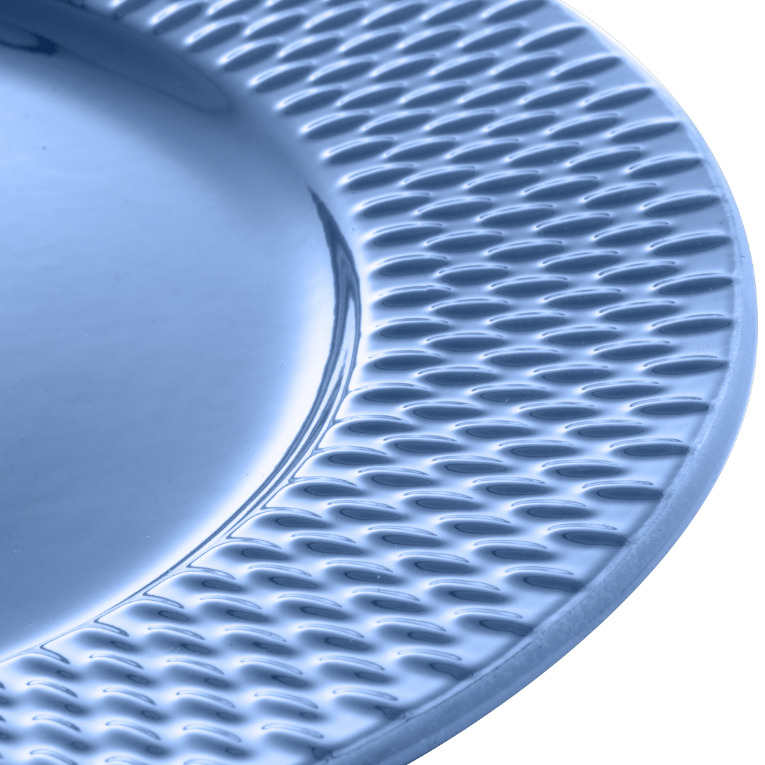 Prato Sobremesa Porcelana Drops Azul 20cm - Ela Decora
