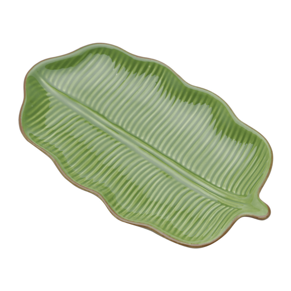 Prato Travessa de Cerâmica Leaf Folha Banana Verde 20cm - Ela Decora