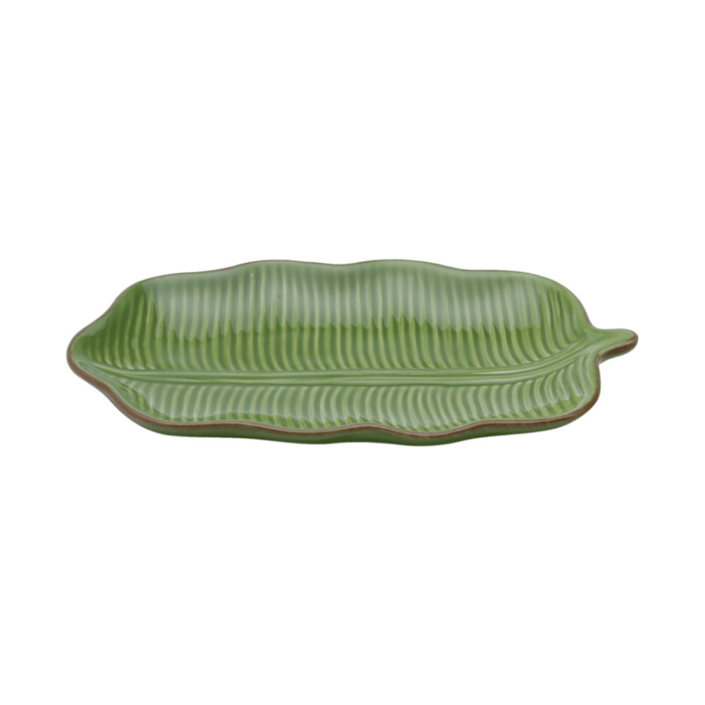 Prato Travessa de Cerâmica Leaf Folha Banana Verde 20cm - Ela Decora