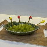 Prato Travessa Funda Cerâmica Folha de Banana Leaf Verde 30 cm - Ela Decora