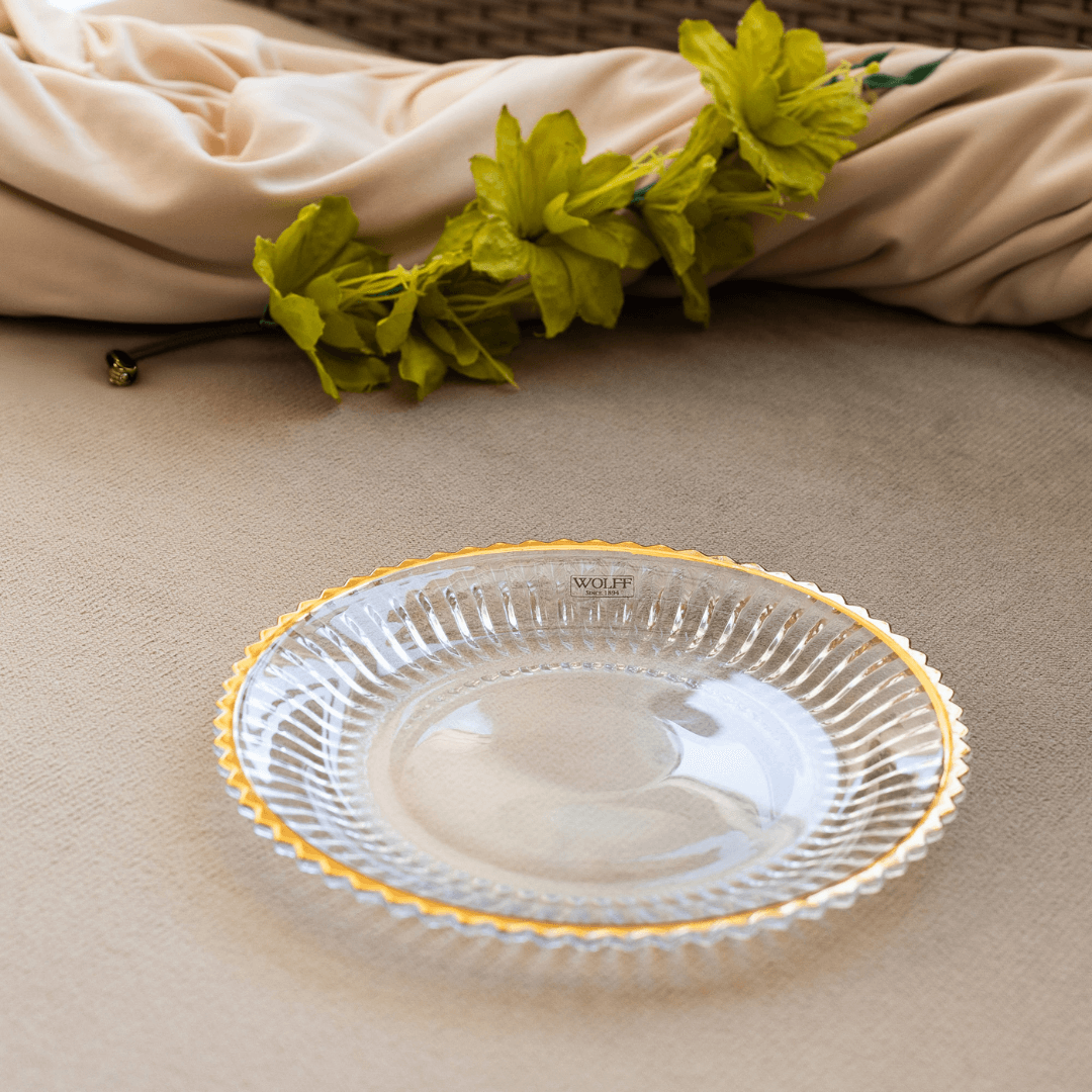 Prato de Sobremesa Imperatriz em Cristal Fio de Ouro 20cm