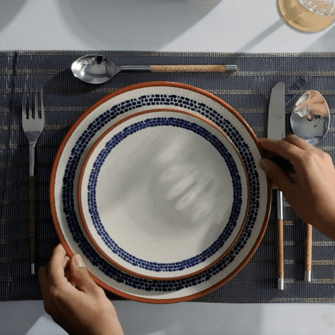 Prato de Sobremesa Village em Cerâmica Creme 20cm