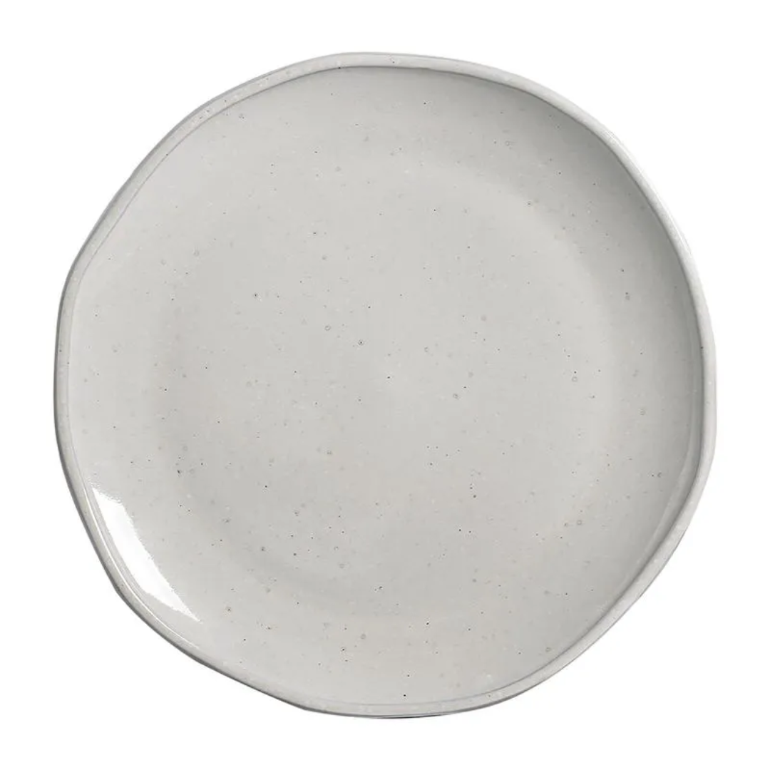 Prato raso de cerâmica 25cm vista superior fundo neutro