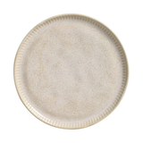 Prato raso redondo off white com bordas em relevo fundo branco