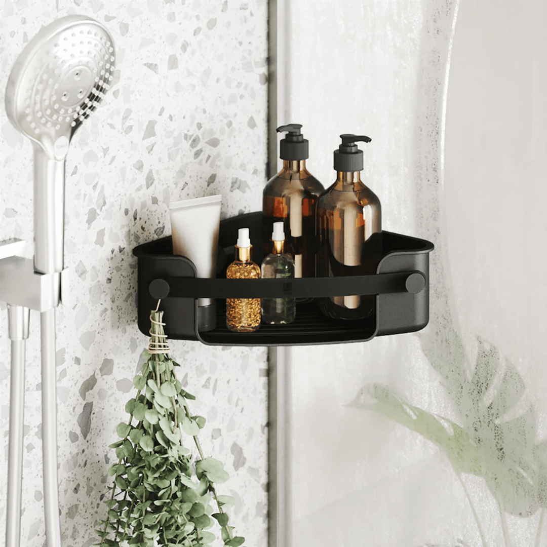 Suporte Porta Shampoo Cantoneira com Adesivo Flex Preto