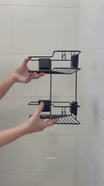Stories de Cantoneira Porta Shampoo Dupla Fixação Ventosa Preto